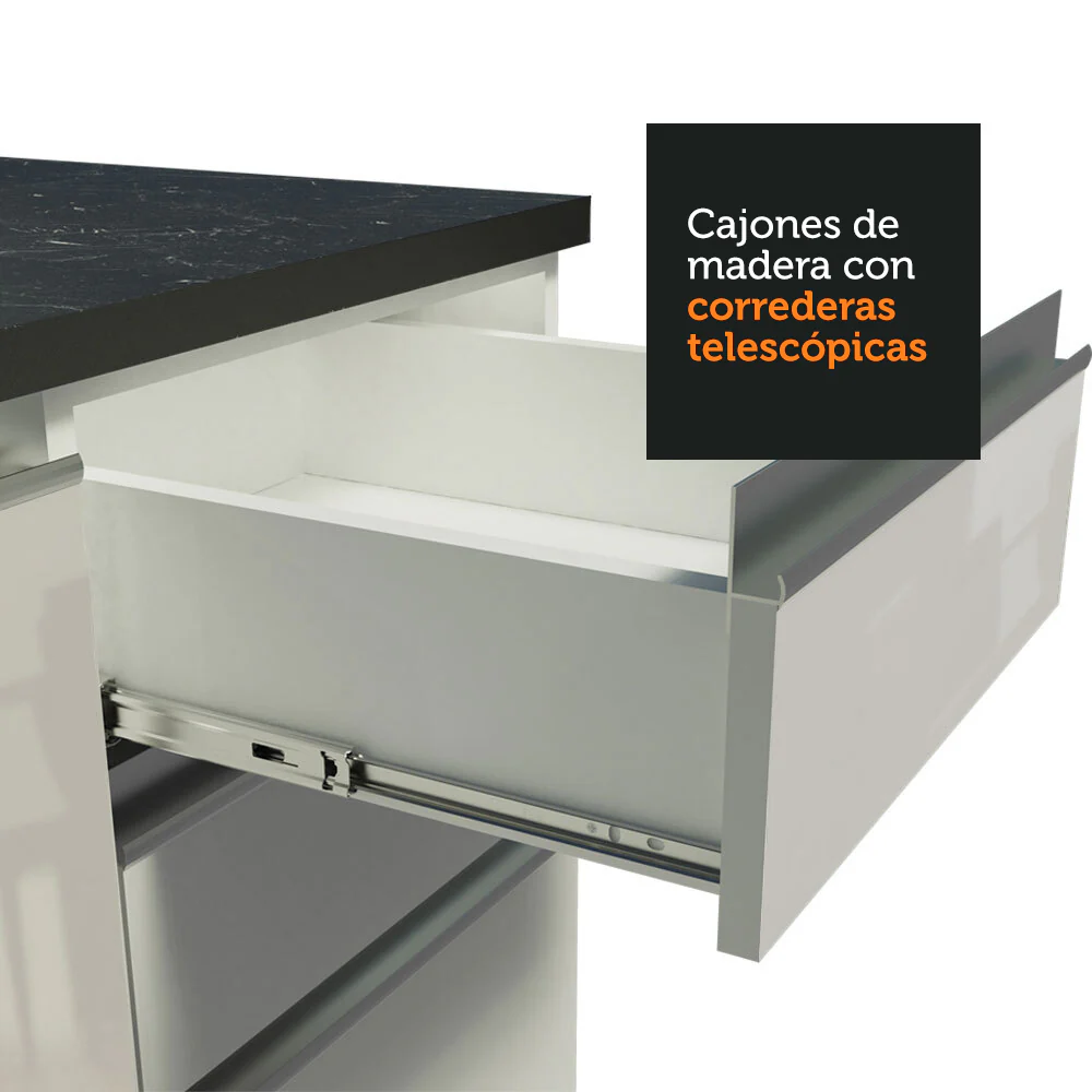Kit Lavadero Madesa Acordes 100% MDF con Alacena, Cajonera y Bajo Mesada Esquinero Blanco Brillante - Image 6