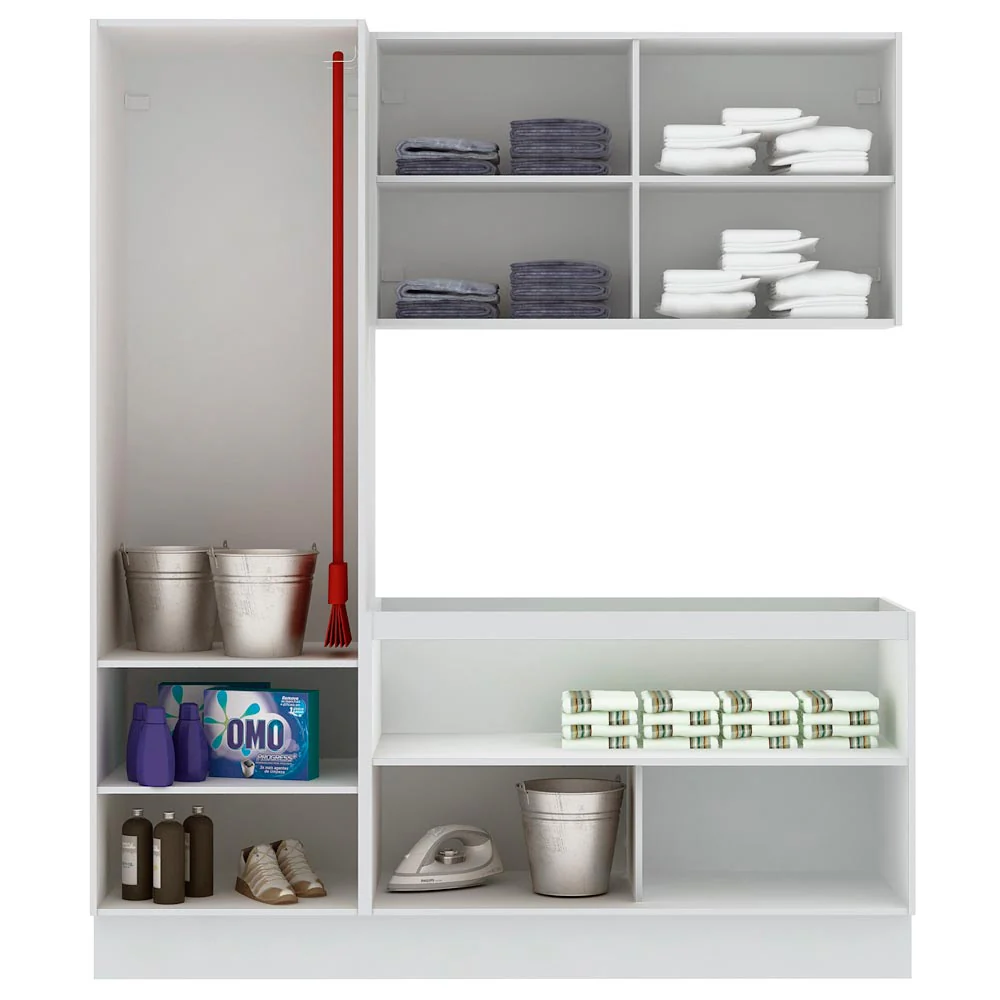 Kit Lavadero Madesa Acordes 100% MDF con Alacena y Bajo Mesada Blanco Brillante - Image 6
