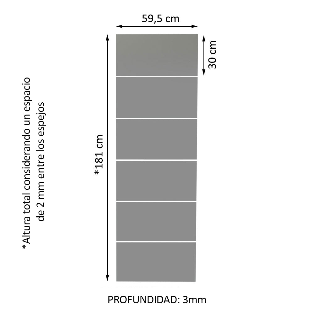 Kit Madesa con 6 Espejos de 30 x 59,5 cm para Placard Ropero - Image 2