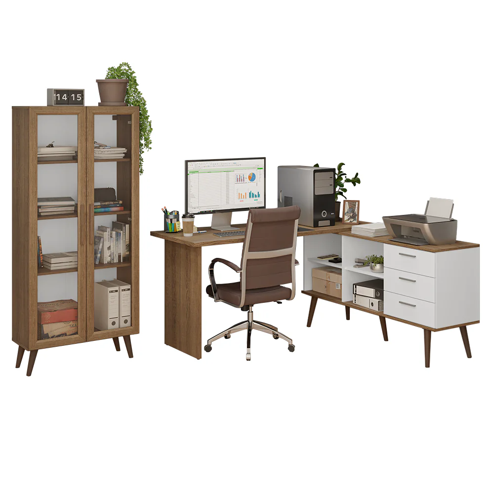 Kit Oficina 2 Muebles Madesa Escritorio + Vitrina Multiuso MB - Image 3