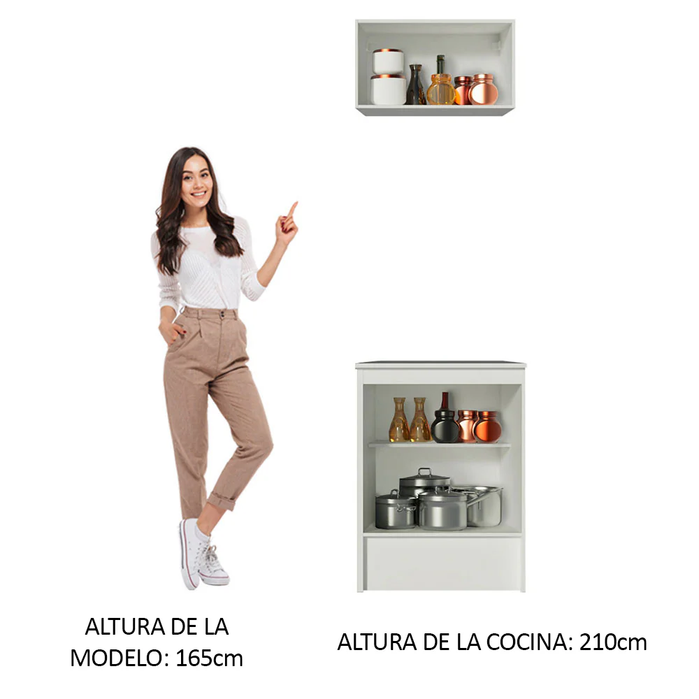 Kit Topazio 60 cm con alacena y bajo mesada, Blanco - Image 4