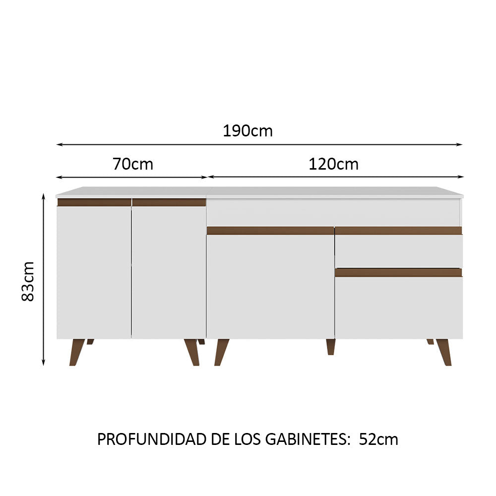 Kit de 2 Bajo Mesada de Cocina 4 Puertas 1 Cajón (Con Tapa) Reims Blanco - Image 2