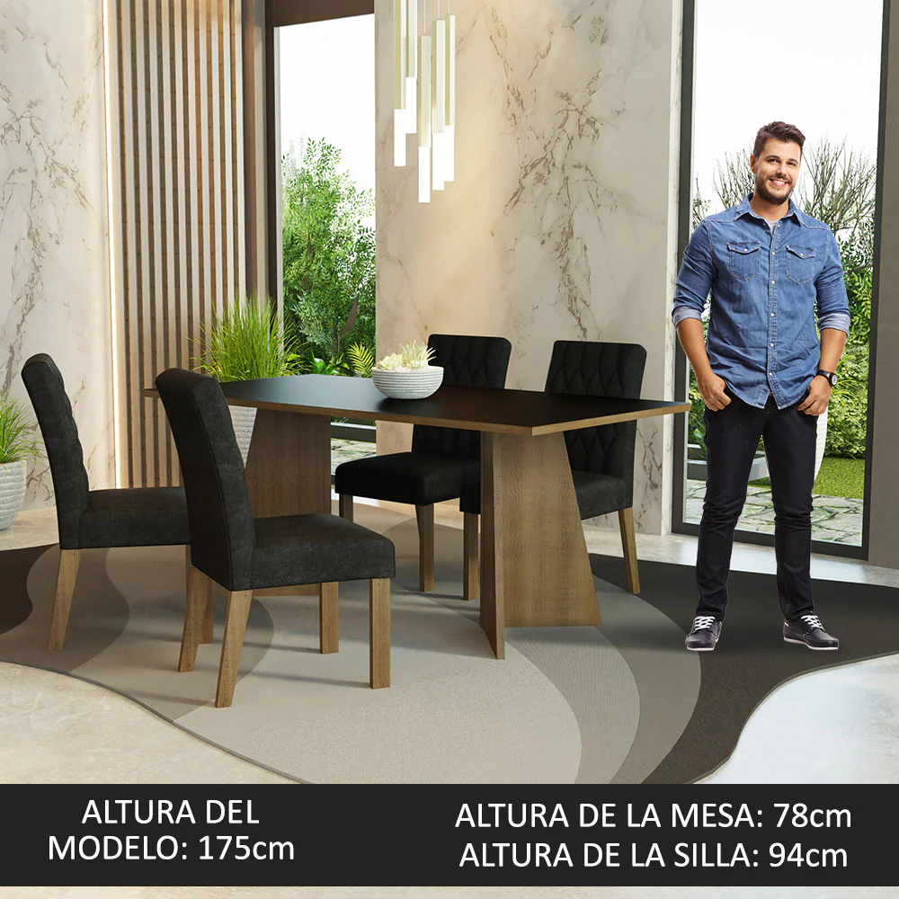Mesa de Comedor con Mesa y 4 Sillas Ruby Madesa MN 01 - Image 4