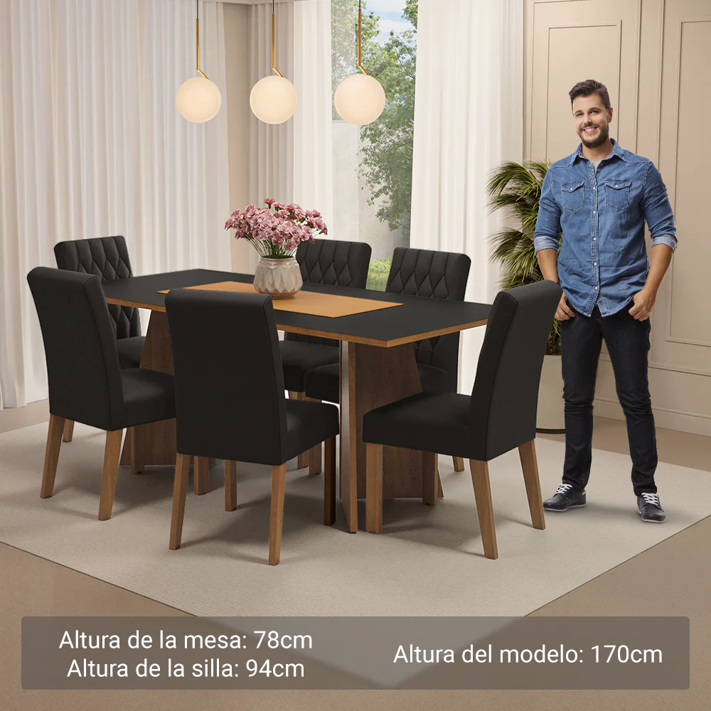 Mesa de Comedor con Mesa y 6 Sillas Madison Madesa MN - Image 4