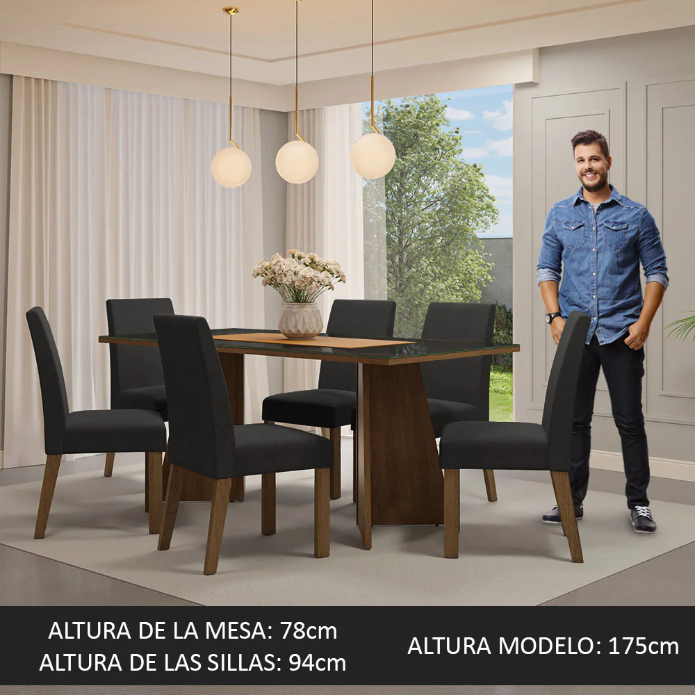 Mesa de Comedor con Mesa y 6 Sillas Valerie Madesa MN - Image 4