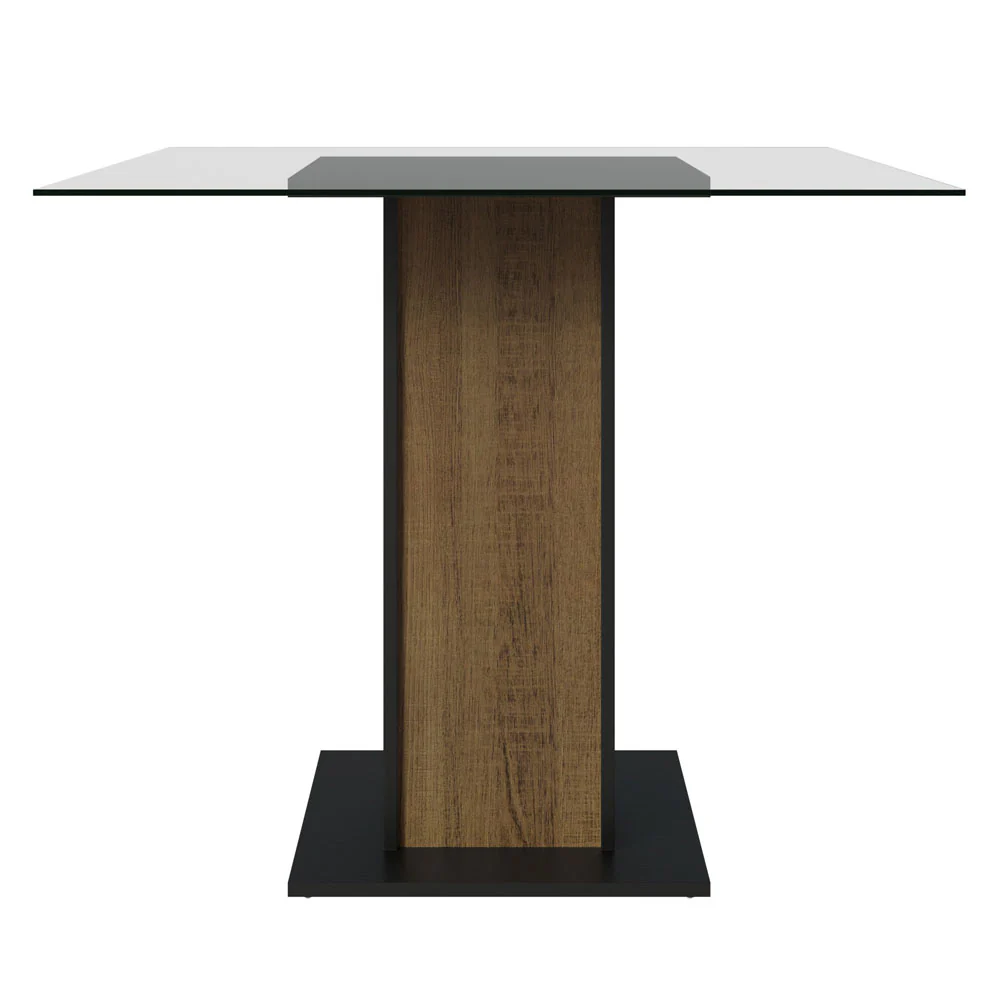 Mesa De Comedor Madesa Cuadrado con Tapa de Vidrio 5332A Negro/Marrón - Image 5