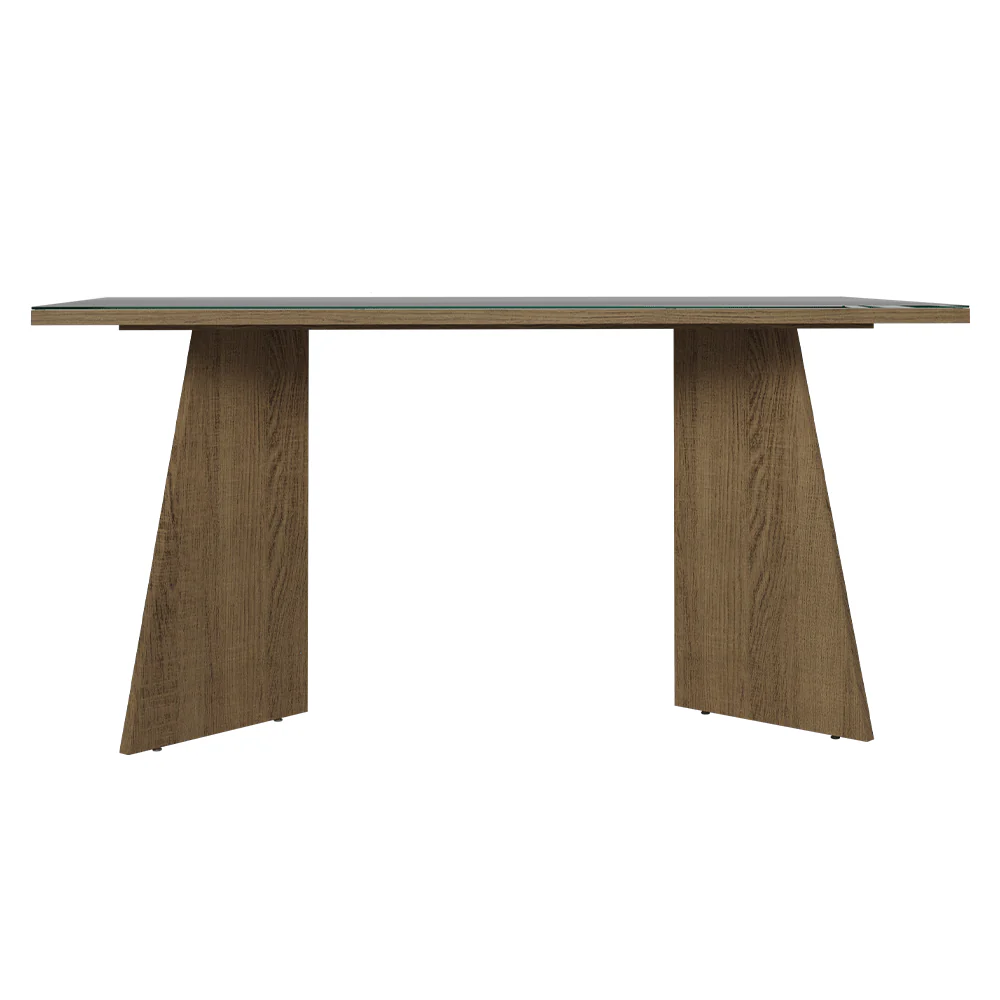 Mesa de Comedor Rectangular con Tapa de Vidrio 5389 Marrón/Gris - Image 4