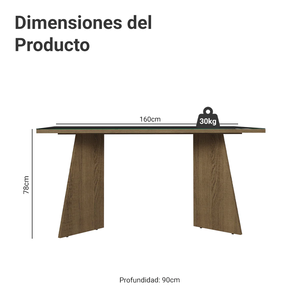 Mesa de Comedor Rectangular con Tapa de Vidrio 5389 Marrón/Negro - Image 2
