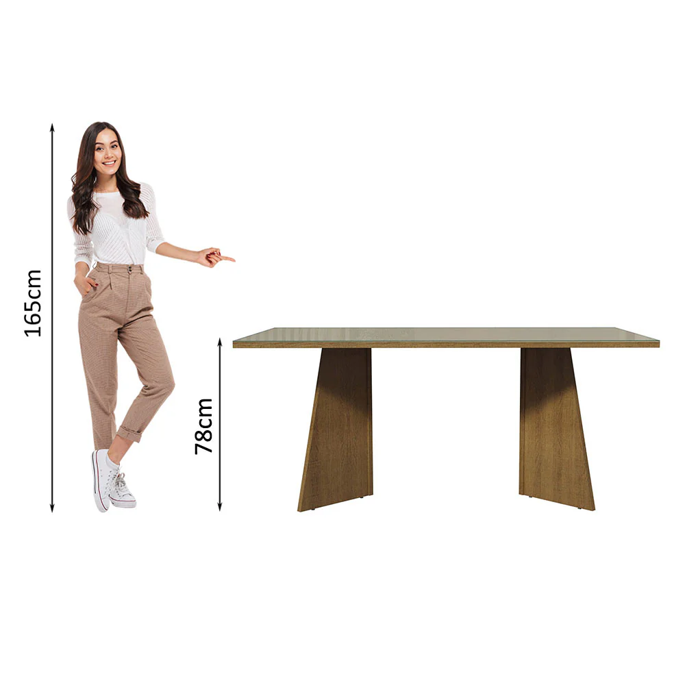 Mesa de Comedor Rectangular con Tapa de Vidrio Marrón/Crema 5388 - Image 4
