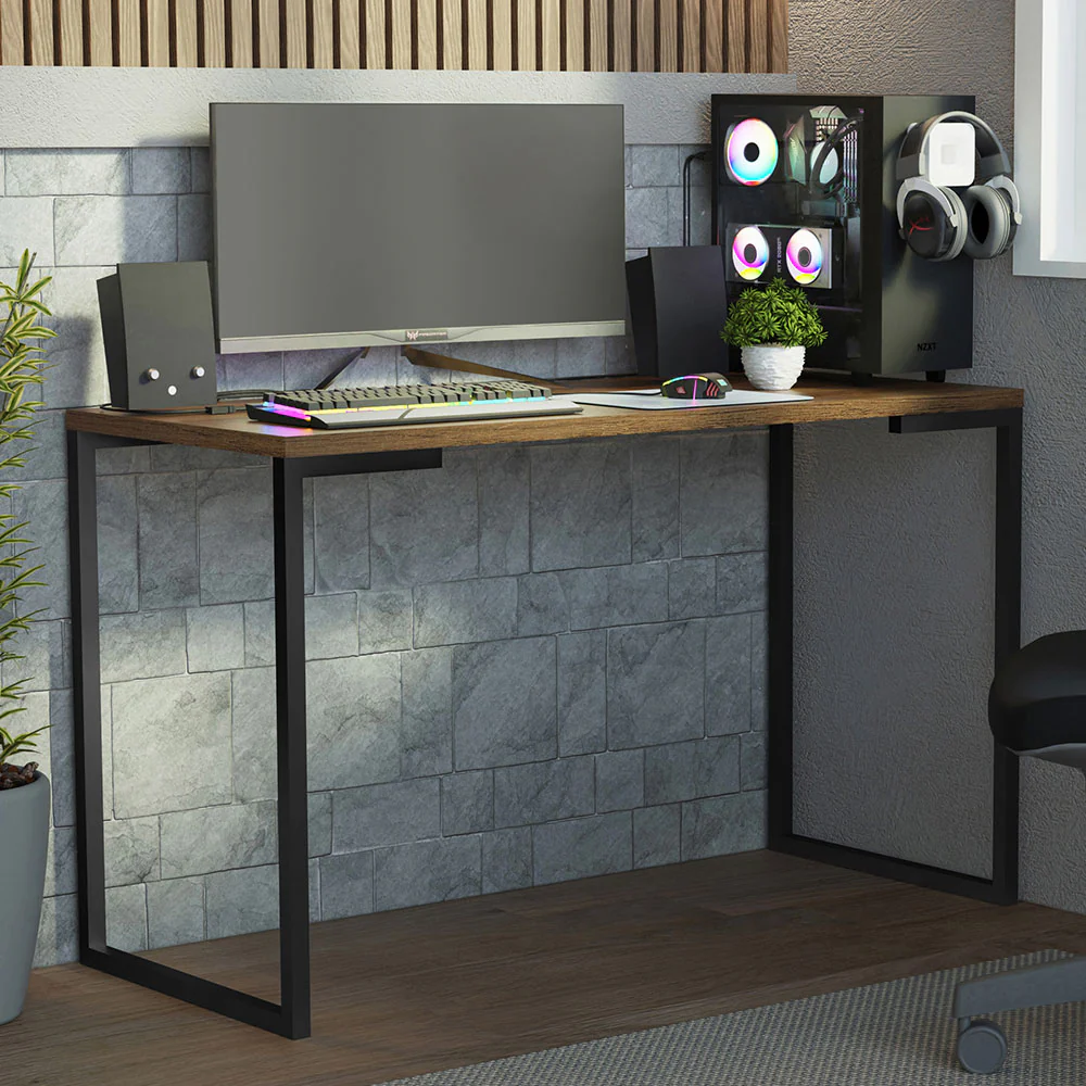 Mesa de Escritorio Industrial 120cm Marrón Madesa