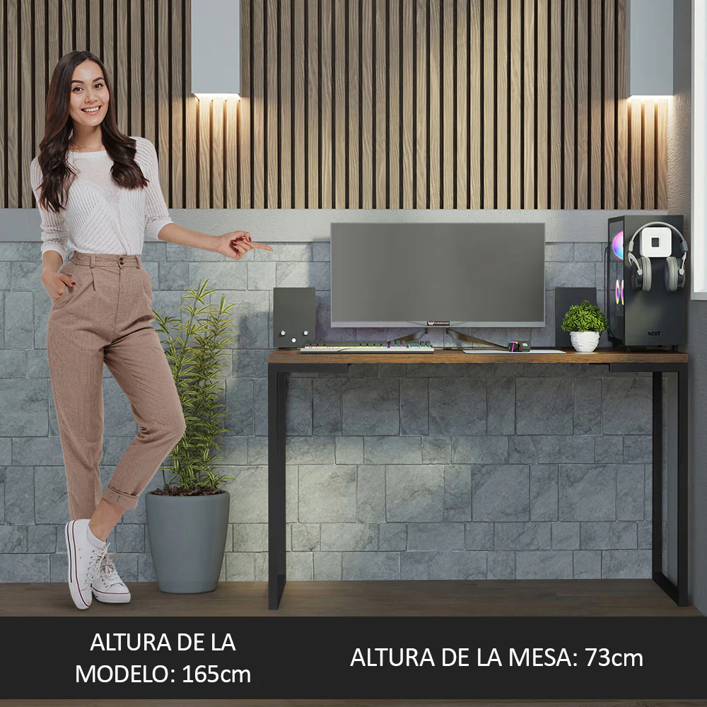 Mesa de Escritorio Industrial 120cm Marrón Madesa - Image 4