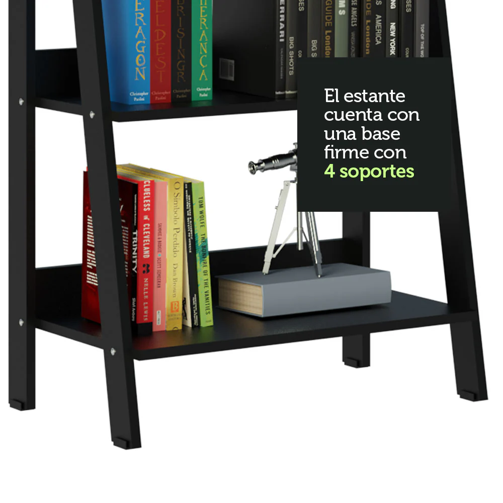 Mueble Biblioteca Librero con 4 Niveles Negro - Image 7