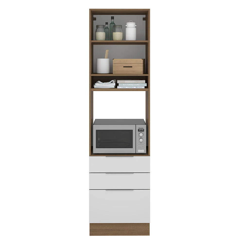 Mueble de Cocina para Horno 60 cm 1 Puerta 3 Cajones Marrón/Blanco Stella Madesa - Image 6