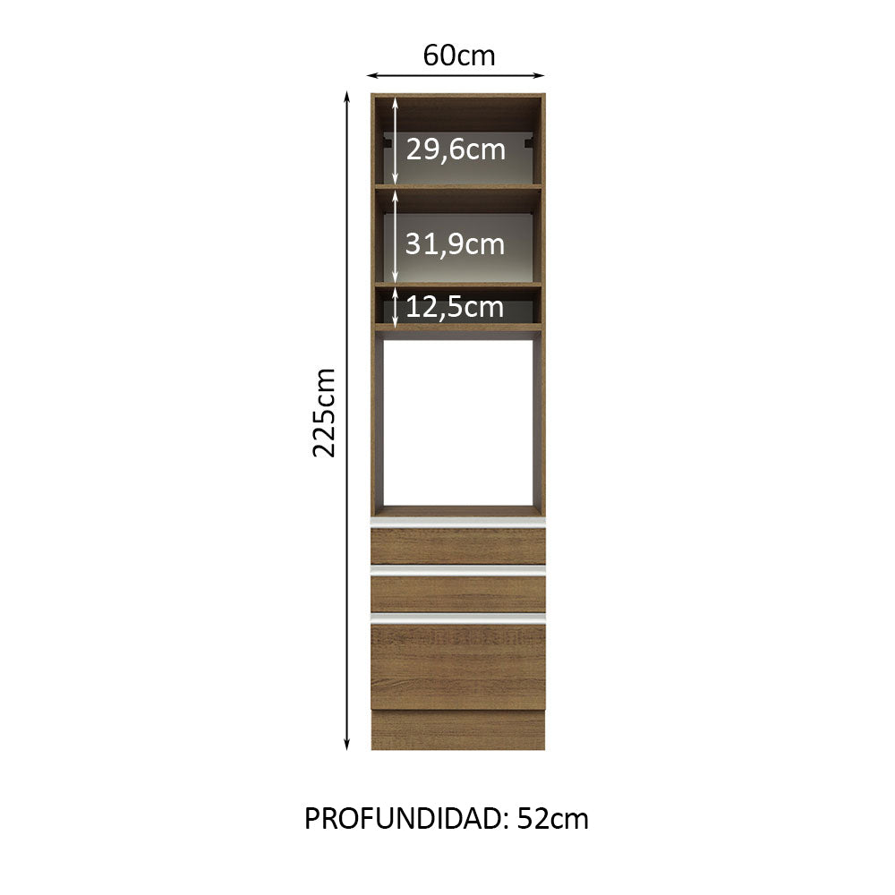 Mueble de cocina para Horno 60 cm 3 Cajones 1 Puerta Glamy Marrón - Image 4