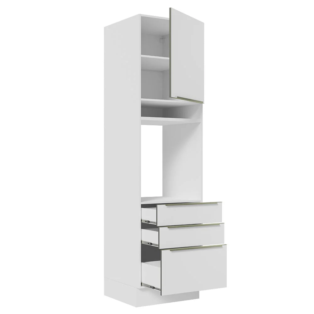 Mueble de cocina para Horno 60 cm 3 Cajones 1 Puerta Lux Blanco/Blanco - Image 8