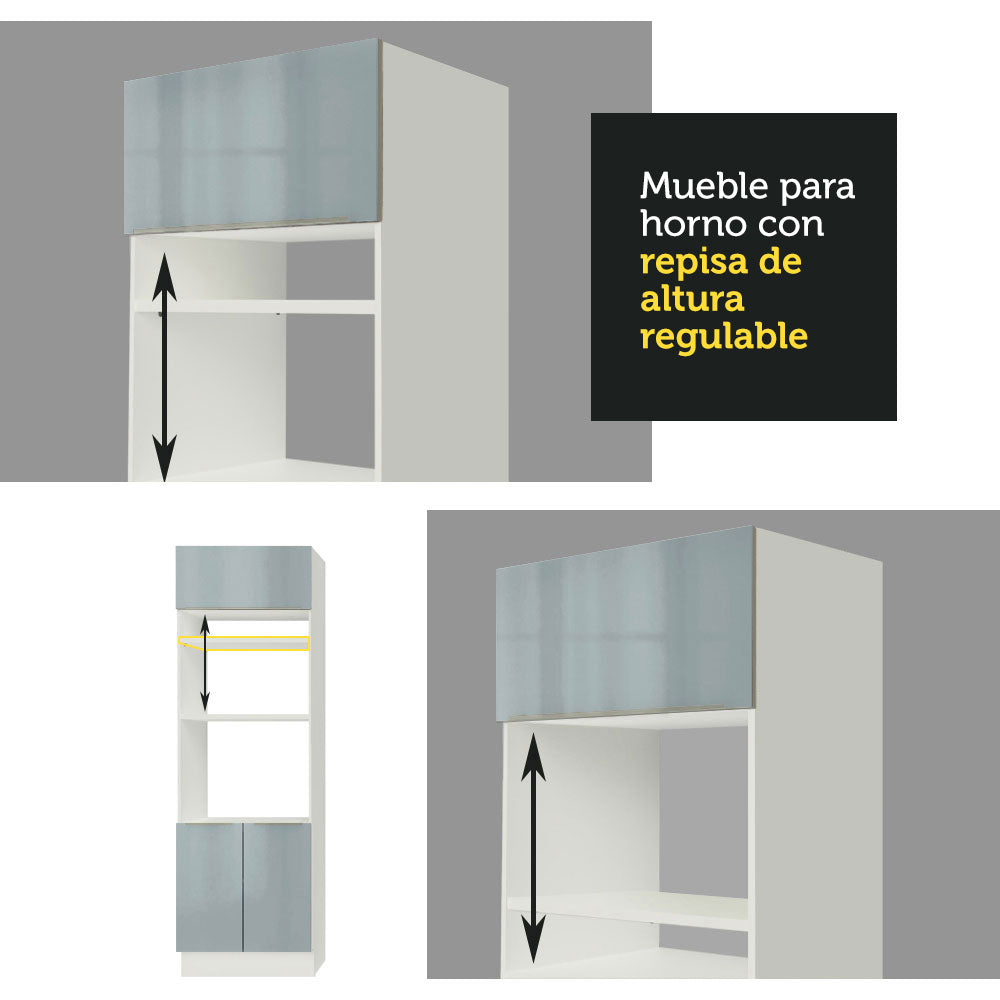 Mueble de cocina para Horno 60 cm 3 Cajones 1 Puerta Lux Blanco/Gris - Image 5
