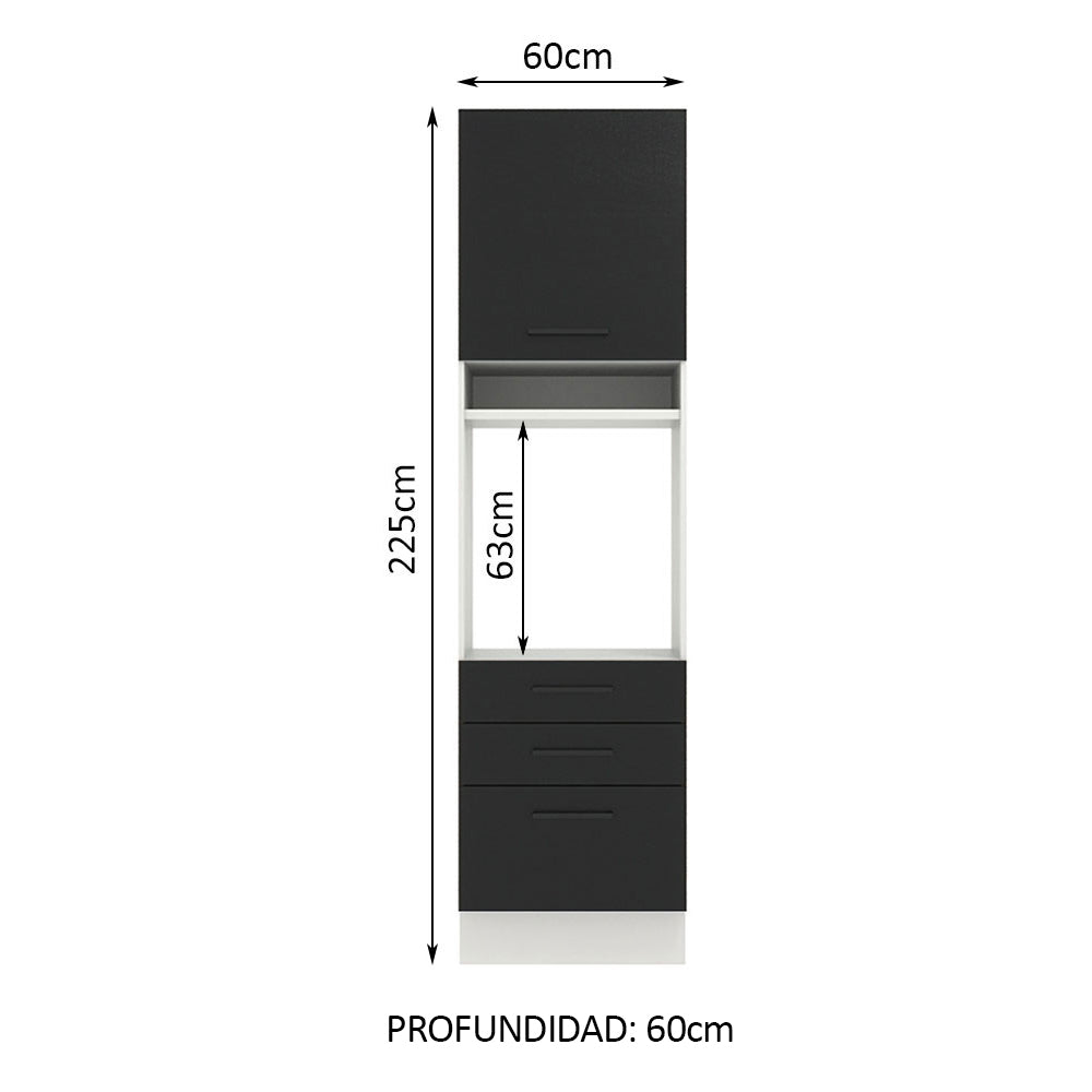 Mueble de Cocina para Horno 60 x 60 cm 1 Puerta 3 Cajones Blanco/Negro Agata Madesa - Image 2