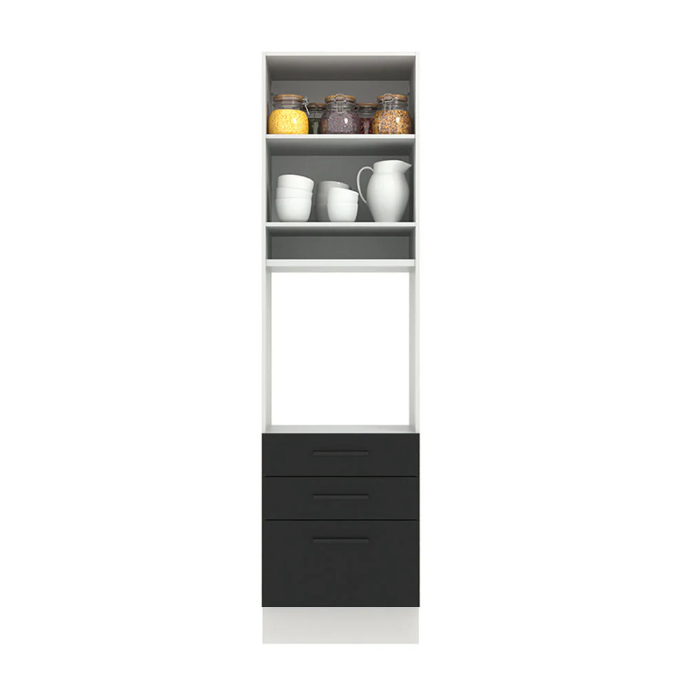 Mueble de Cocina para Horno 60 x 60 cm 1 Puerta 3 Cajones Blanco/Negro Agata Madesa - Image 6