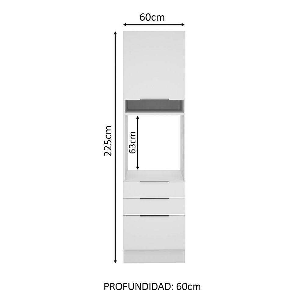 Mueble de Cocina para Horno 60 x 60 cm 1 Puerta 3 Cajones Blanco Stella Madesa - Image 2