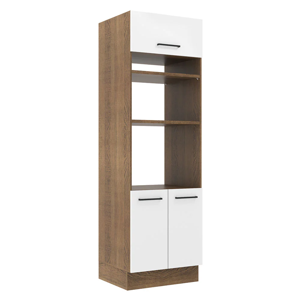 Mueble de Cocina para Horno 70 x 60 cm 3 Puertas Marrón/Blanco Agata Madesa