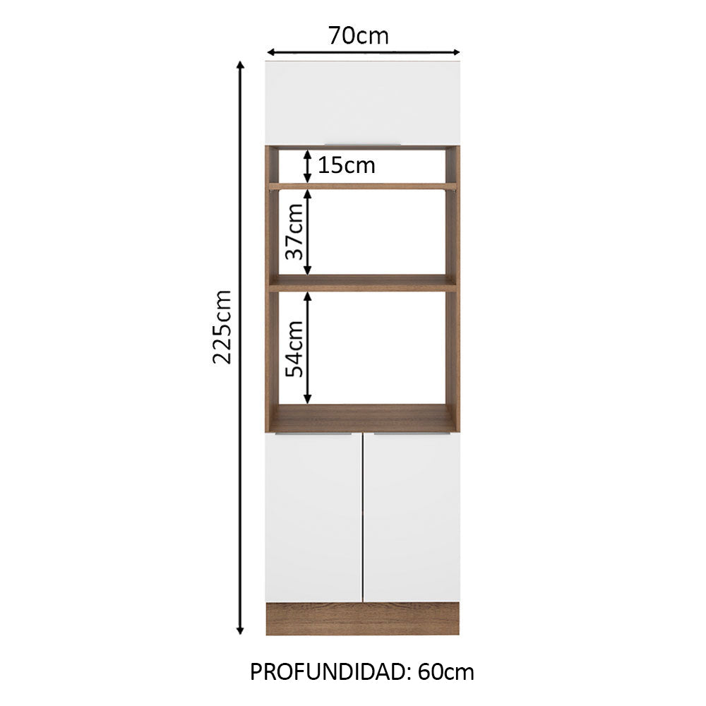 Mueble de Cocina para Horno 70 x 60 cm 3 Puertas Marrón/Blanco Stella Madesa - Image 2