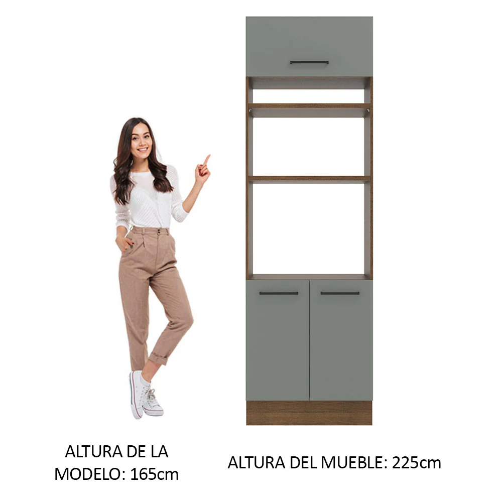Mueble de Cocina para Horno 70 x 60 cm 3 Puertas Marrón/Gris Agata Madesa - Image 3