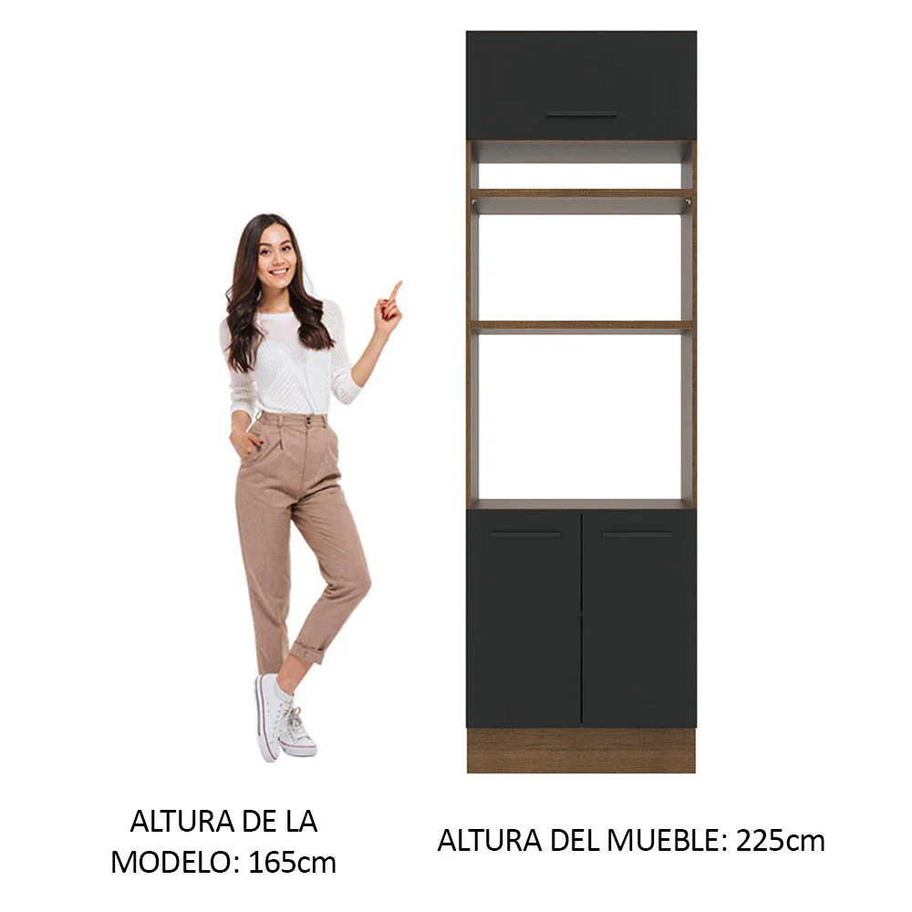 Mueble de Cocina para Horno 70 x 60 cm 3 Puertas Marrón/Negro Agata Madesa - Image 3
