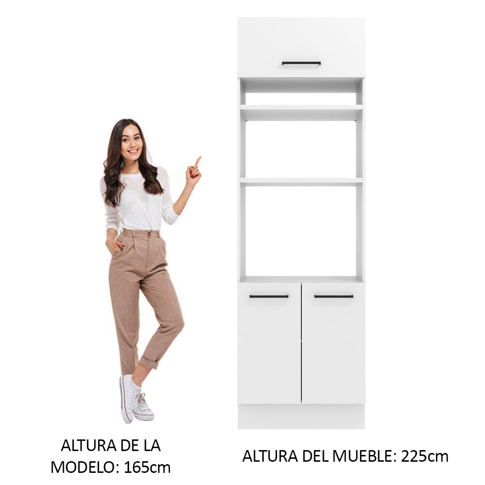 Mueble de cocina para Horno/ Microondas 70 cm Sin cajones 3 Puertas Agata Blanco - Image 4