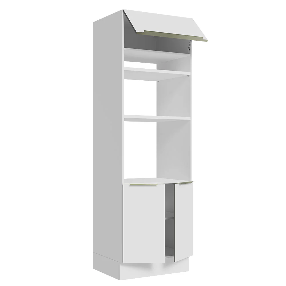 Mueble de cocina para Horno/ Microondas 70 cm Sin cajones 3 Puertas Lux Blanco/Blanco - Image 8