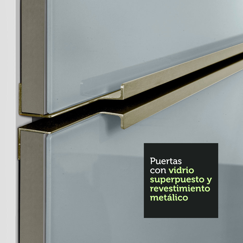 Mueble de cocina para Horno/ Microondas 70 cm Sin cajones 3 Puertas Lux Blanco/Gris - Image 6