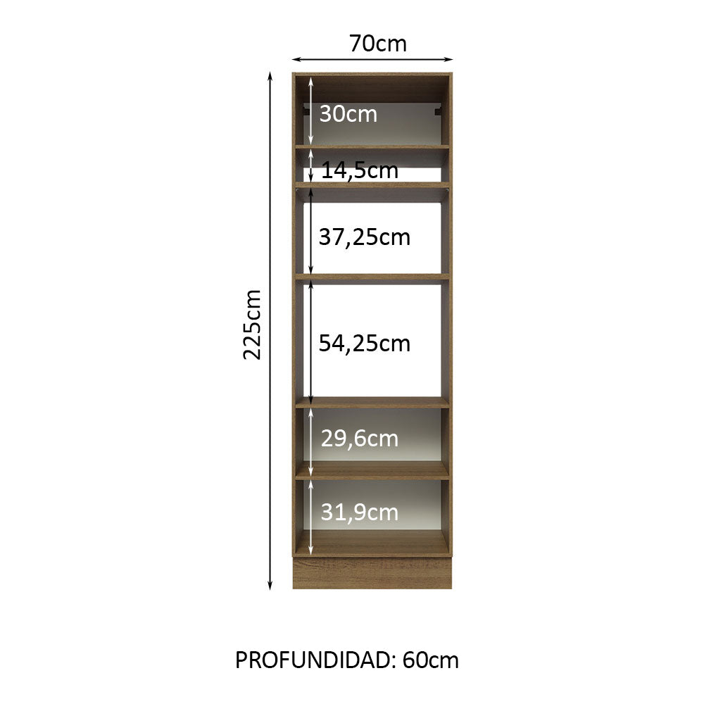 Mueble de cocina para Horno/ Microondas 70 cm Sin cajones 3 Puertas Lux Marrón/Negro - Image 3
