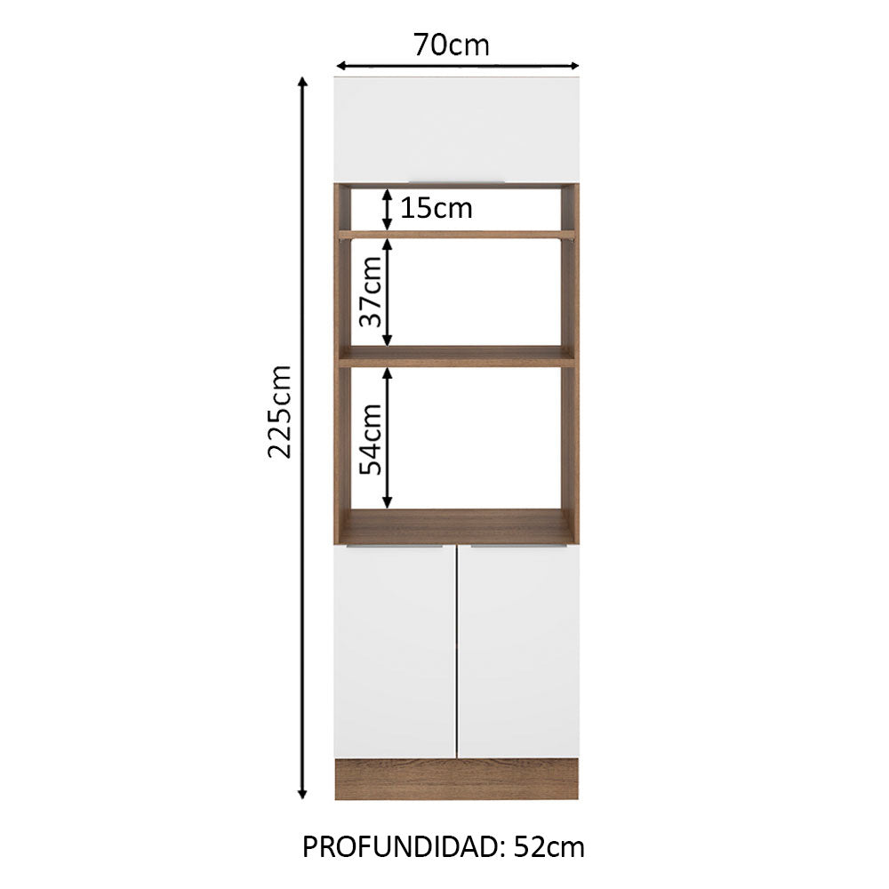 Mueble de cocina para Horno/ Microondas 70 cm Sin cajones 3 Puertas Stella Marrón/Blanco - Image 2