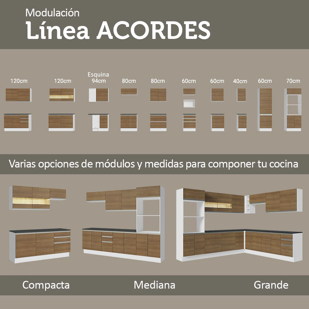 Mueble de Cocina para Horno Para 2 Hornos 100% MDF Blanco/Marrón Acordes Madesa - Image 8