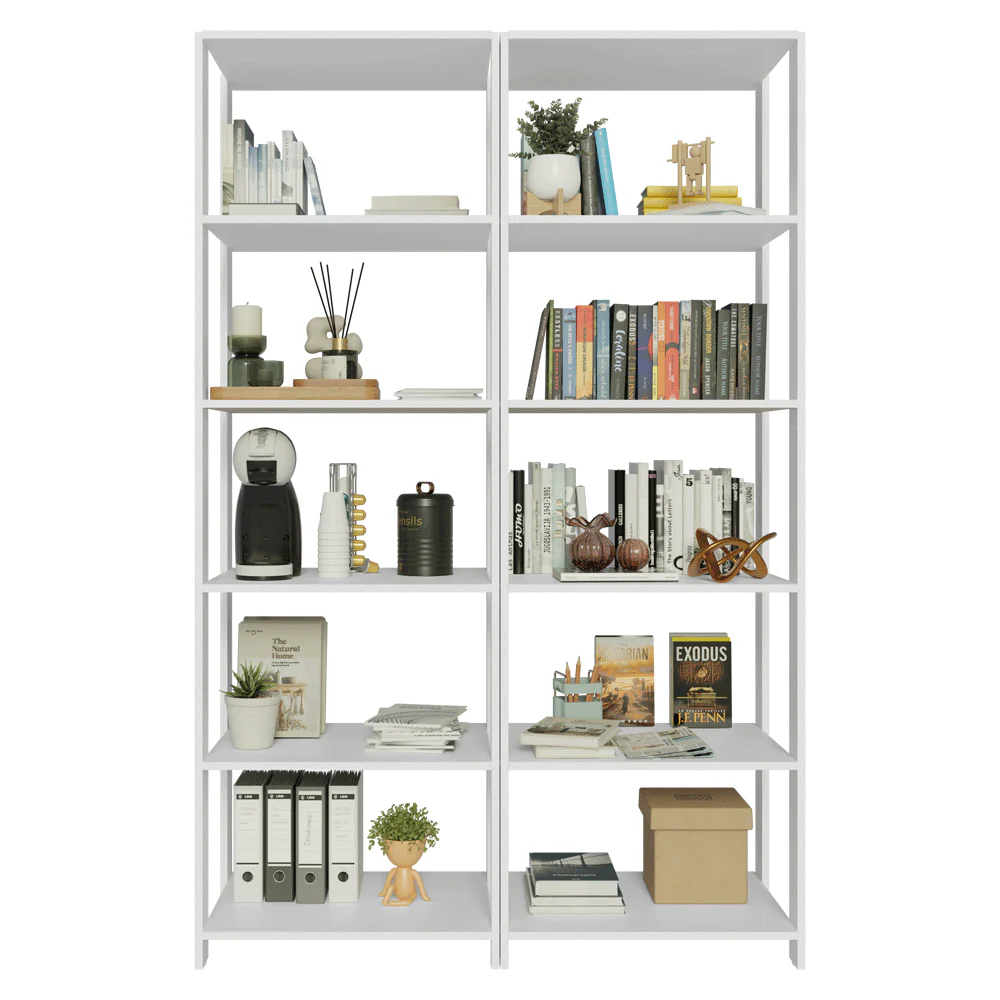 Mueble/Estante de Oficina Multiusos, 118 cm, 10 Estantes, Blanco - Image 5