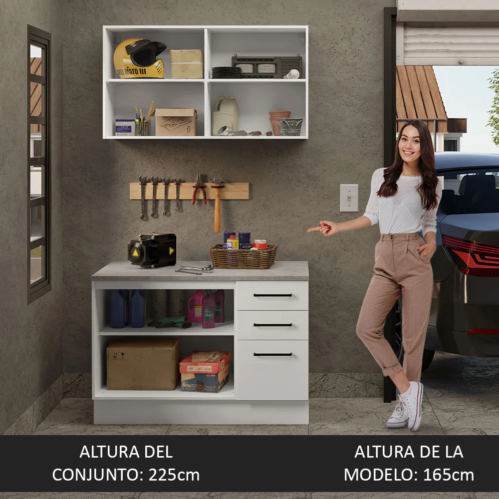 Mueble Integral Multiuso Garaje 120cm Blanco - Image 4