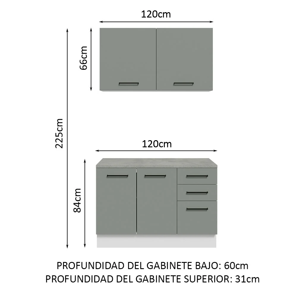 Mueble Integral Multiuso Garaje 120cm Blanco/Gris - Image 2