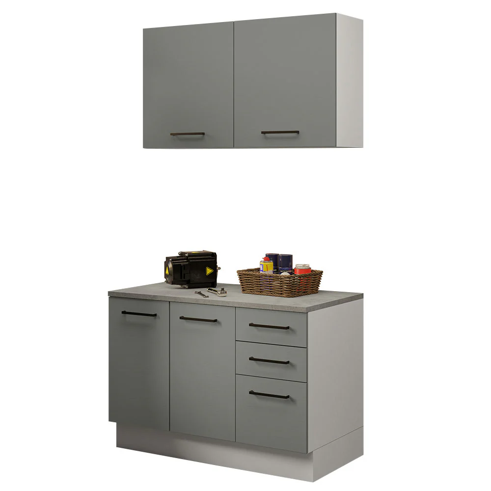 Mueble Integral Multiuso Garaje 120cm Blanco/Gris - Image 3