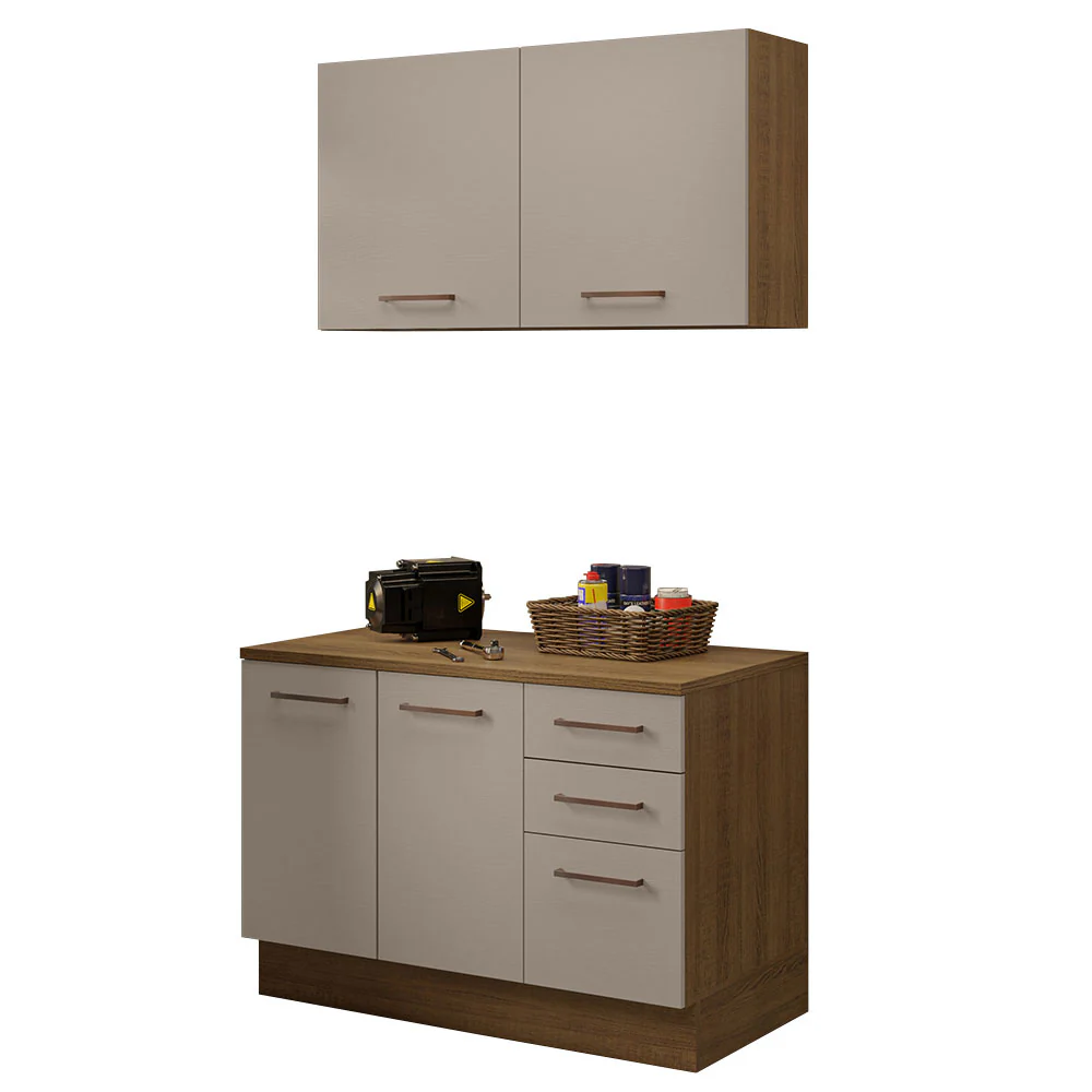 Mueble Integral Multiuso Garaje 120cm Marrón/Crema - Image 3