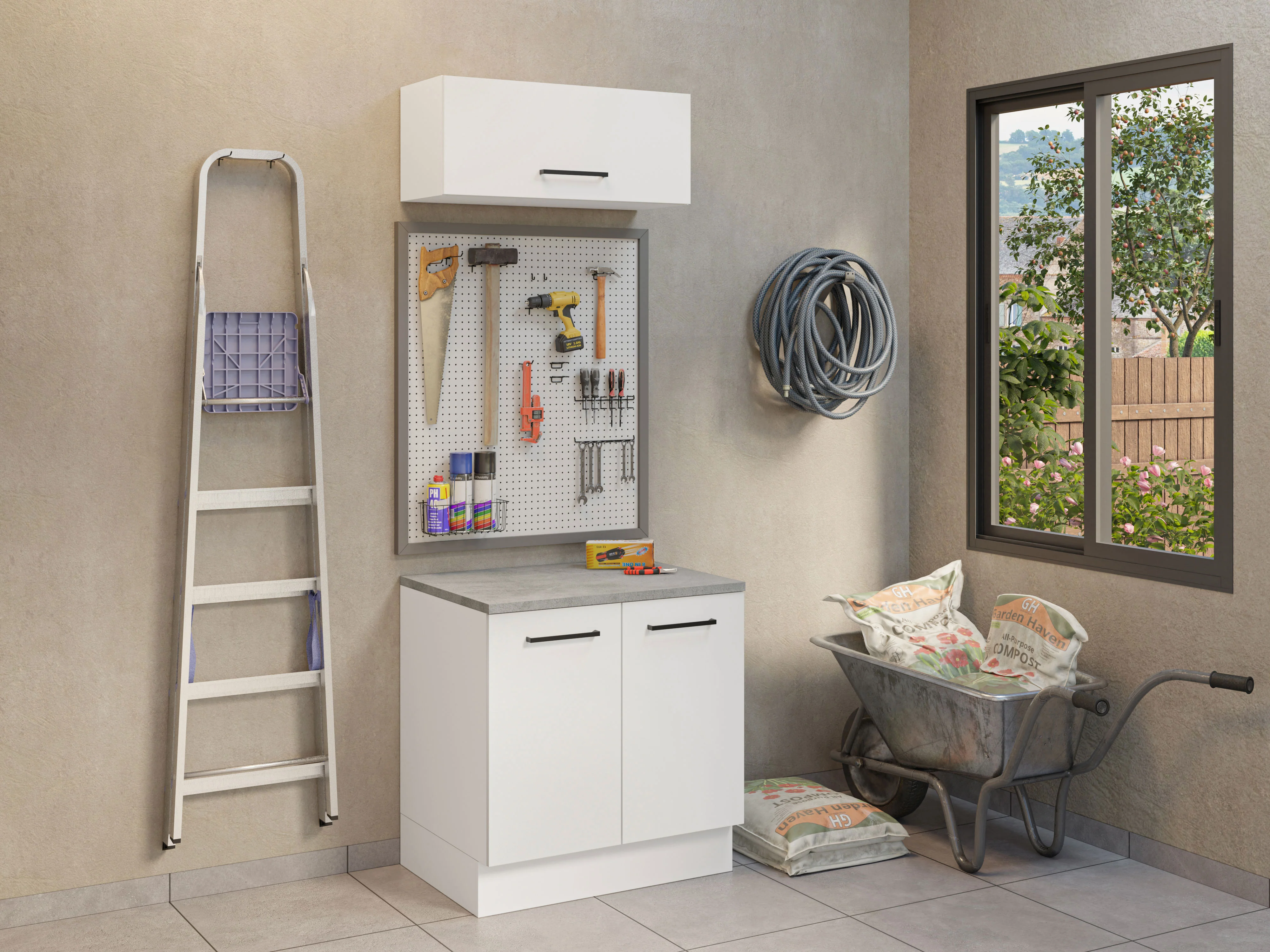 Mueble Integral Multiuso Garaje 80cm Blanco - Image 10