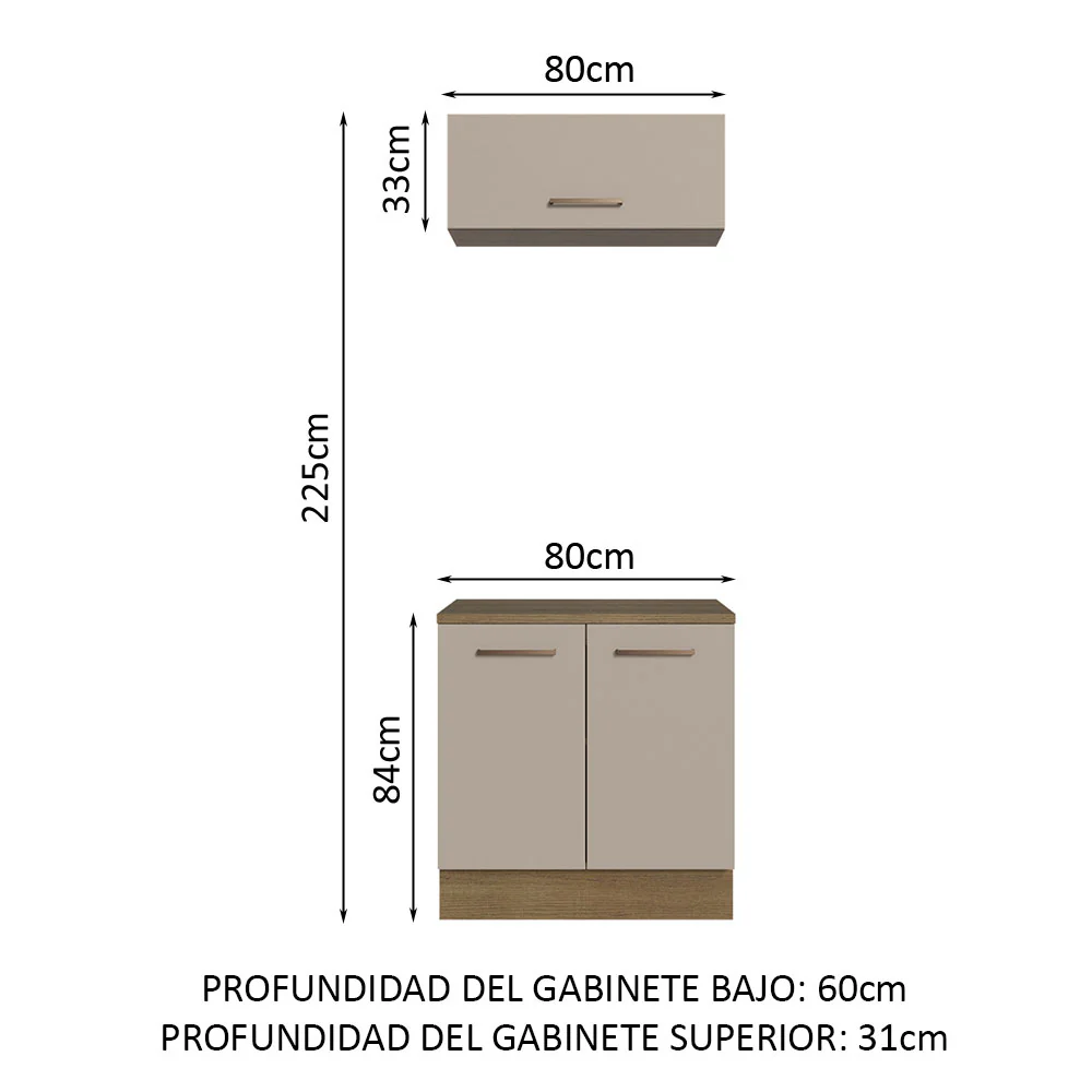 Mueble Integral Multiuso Garaje 80cm Marrón/Crema - Image 2