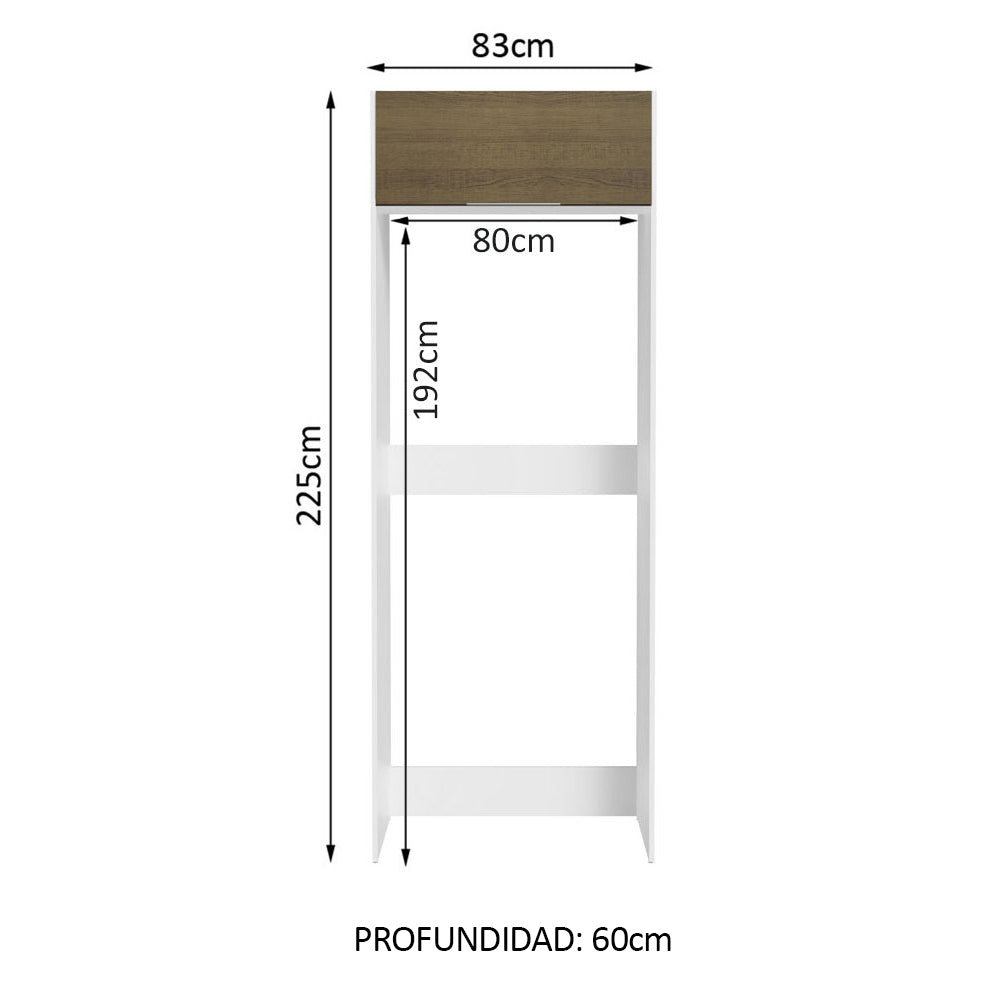 Mueble para Empotrar Heladera 1 Puerta Abatible Blanco/Marrón Stella Madesa - Image 3