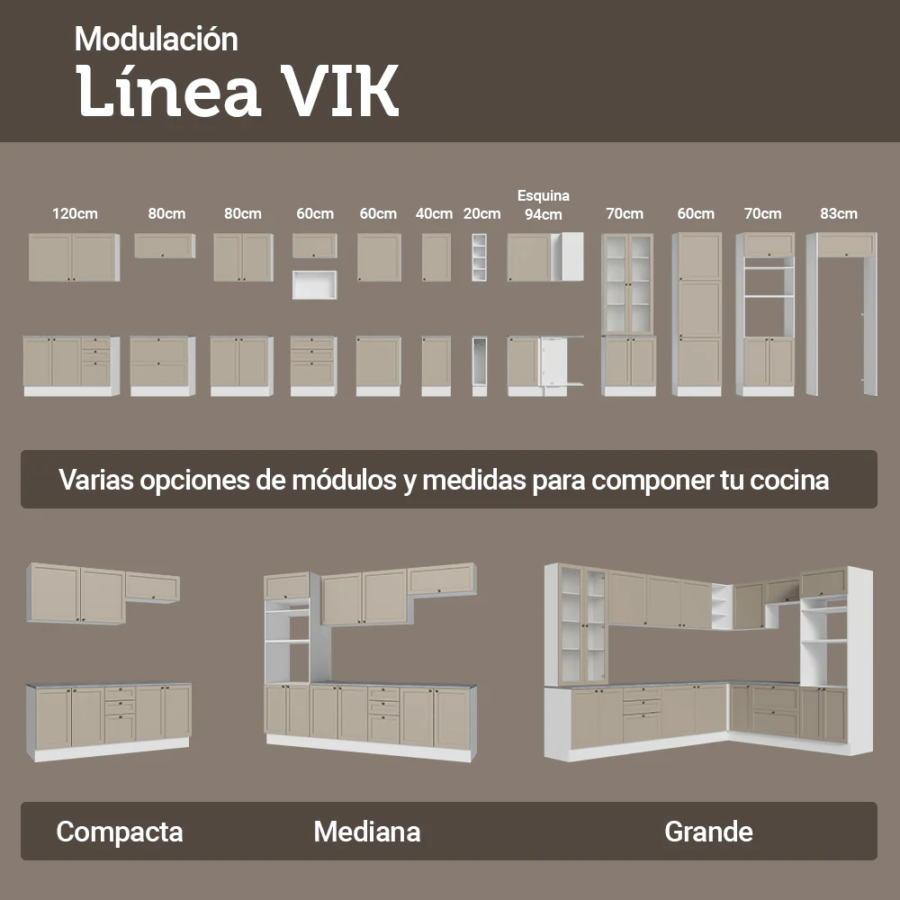 Mueble para empotrar Heladera 103 cm 1 Pueta Abatible Crema/Blanco/Crema Vik Madesa - Image 9