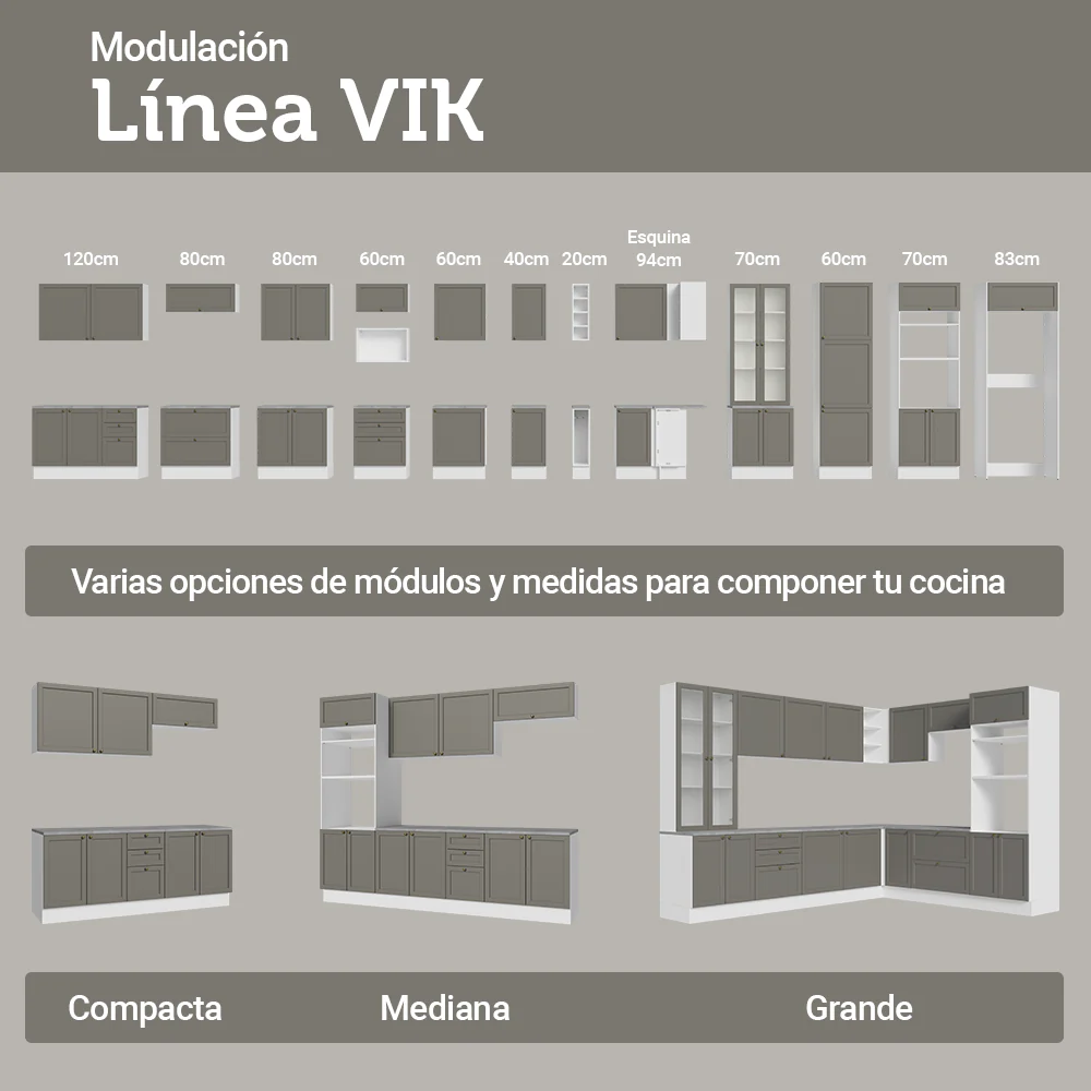 Mueble para empotrar Heladera 73 cm 1 Puerta Abatible Blanco/Gris Vik Madesa - Image 8