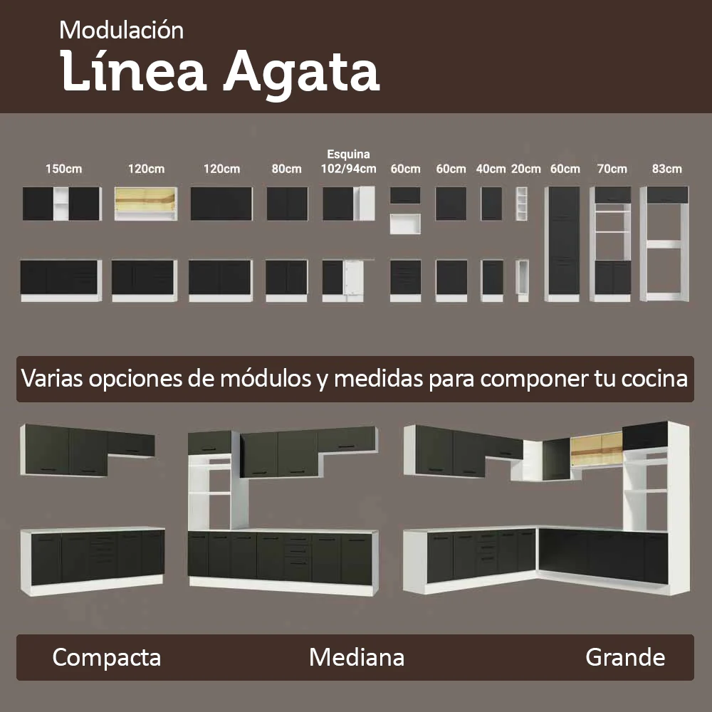 Mueble para empotrar Heladera 73 cm 1 Puerta Abatible Blanco/Negro Agata Madesa - Image 8