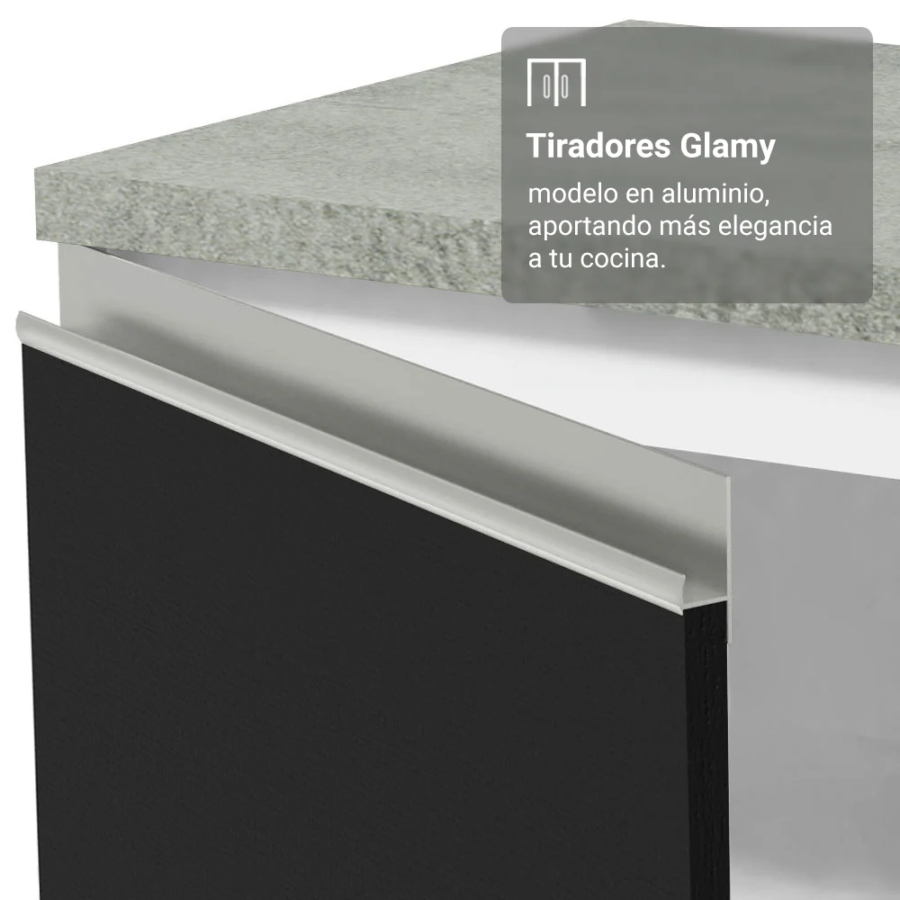 Mueble para empotrar Heladera 73 cm 1 Puerta Abatible Blanco/Negro Glamy Madesa - Image 5