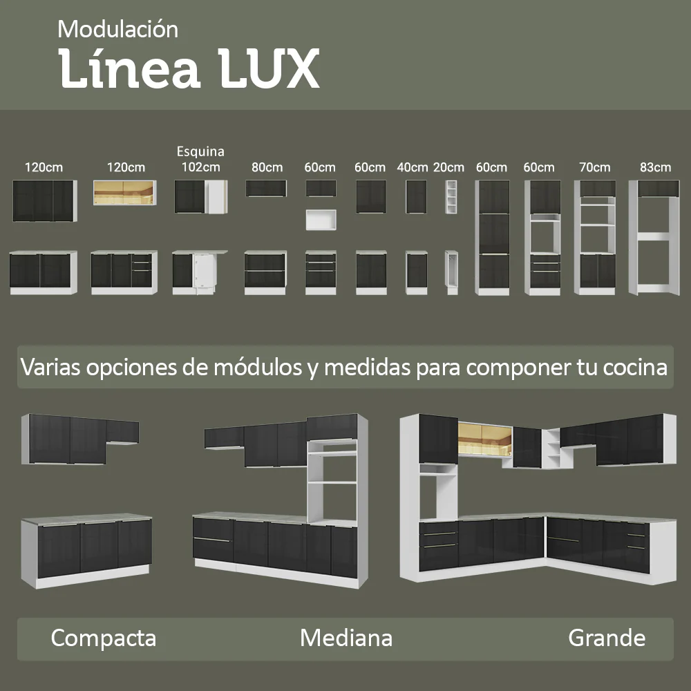 Mueble para empotrar Heladera 73 cm 1 Puerta Abatible Negro/Blanco/Negro Lux Madesa - Image 8