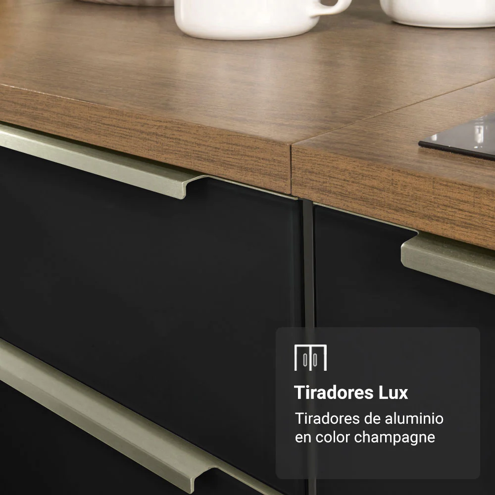 Mueble para empotrar Heladera 83 cm 1 Puerta Rebatible Marrón/Negro Lux Madesa - Image 7