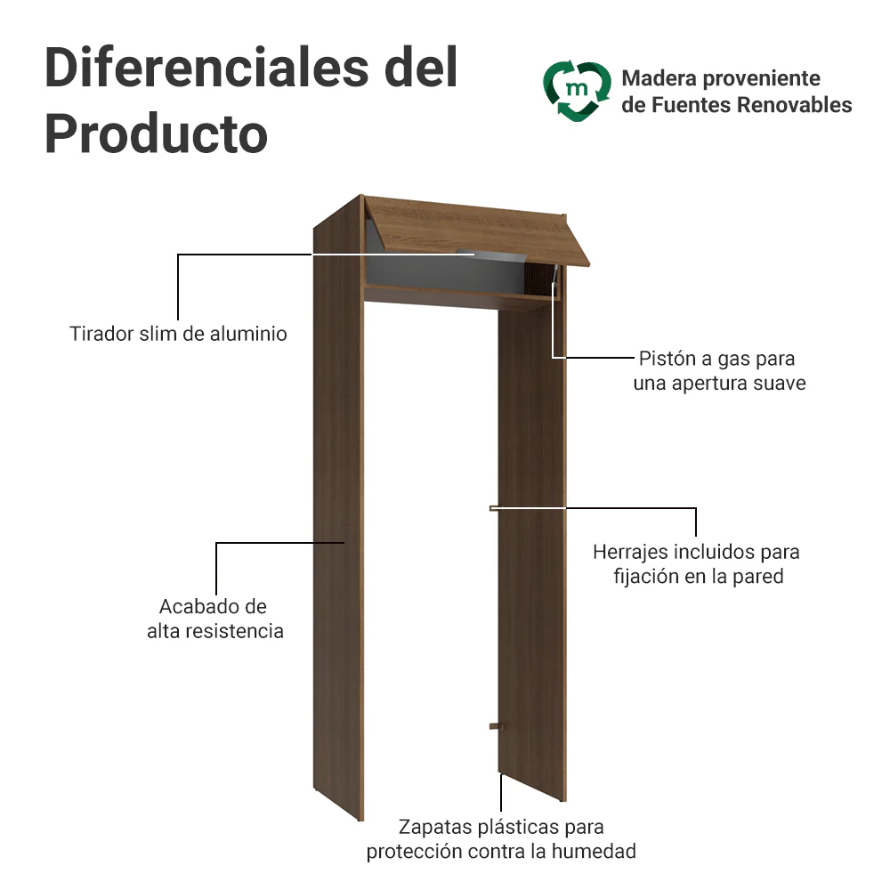 Mueble para empotrar Heladera 83 cm 1 Puerta Rebatible Marrón Stella Madesa - Image 3