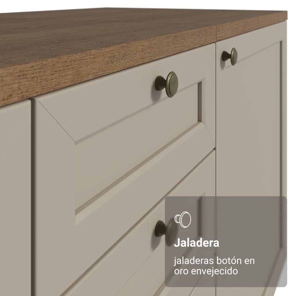 Mueble para empotrar Heladera 83 cm 1 Pueta Abatible Crema/Marrón/Crema Vik Madesa - Image 6