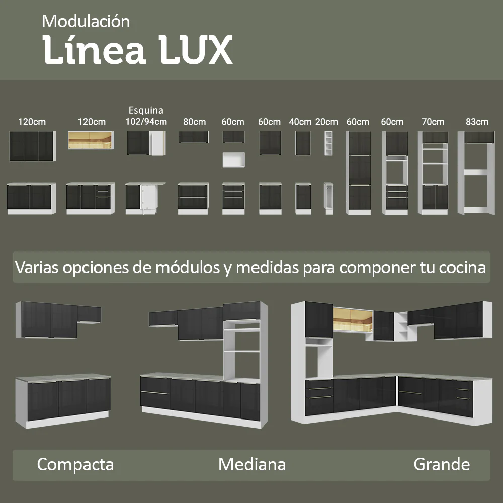 Mueble para Horno/Microondas 60 cm 1 Puerta y 3 Cajones Blanco/Negro Lux Madesa - Image 9